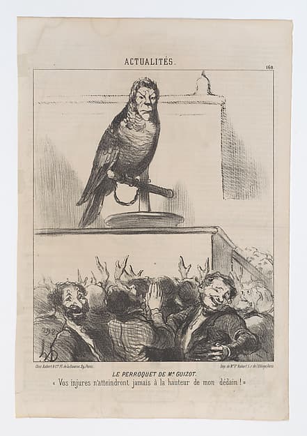 The Parrot of Mr. Guizot, from 'News of the day,' published in Le Charivari, July 3, 1851, by Honoré Daumier