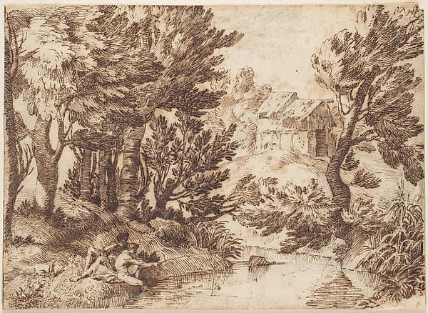 Landscape with Figure Reclining and Figure Fishing, by Ercole Procaccini The Younger