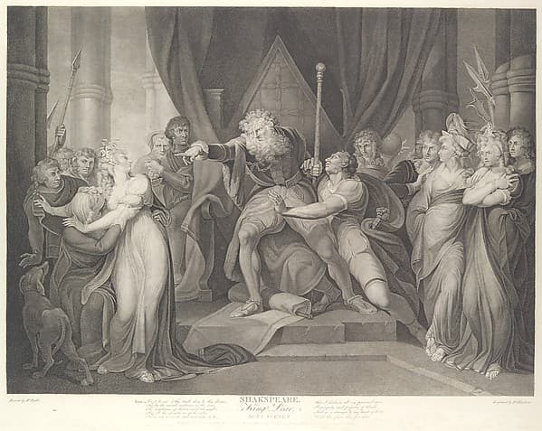King Lear Casting Out His Daughter Cordelia (Shakespeare, King Lear, Act 1, Scene 1), by Richard Earlom