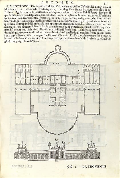 Villa Barbaro, from I quattro libri dell'architettura di Andrea Palladio (Book 2, page 51), by Andrea Palladio