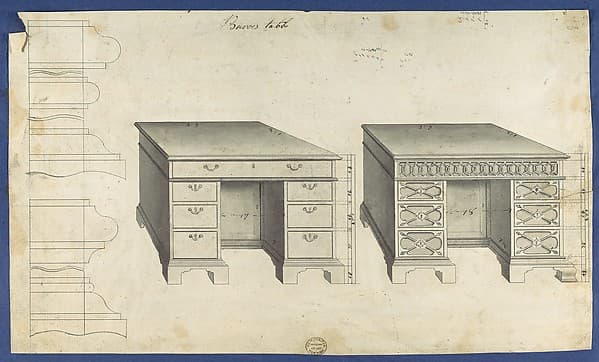Bureau Tables, from Chippendale Drawings, Vol. II, by Thomas Chippendale
