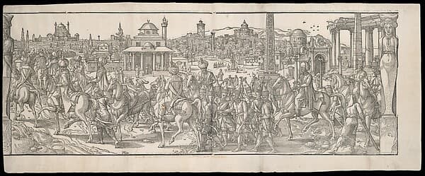Procession of Sultan Süleyman through the Atmeidan from the frieze Ces Moeurs et fachons de faire de Turcz (Customs and Fashions of the Turks), by Pieter Coecke van Aelst
