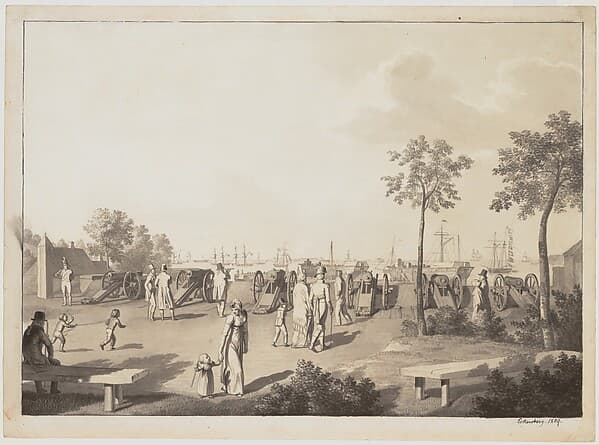 The Harbor of Copenhagen from the Esplanade between Langelinie Park and Toldboden or the Customs House, by Christoffer Wilhelm Eckersberg