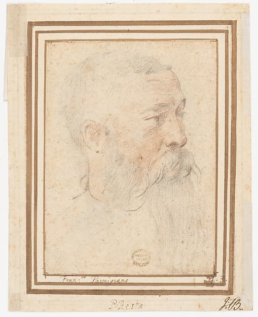 Head of Bearded Man (recto); Head of a Girl (verso), by Girolamo Mazzola Bedoli