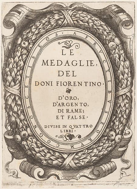 Title plate: Le Medaglie del Doni Fiorentino, by Enea Vico