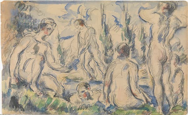 Bathers (recto); Landscape (verso), by Paul Cézanne