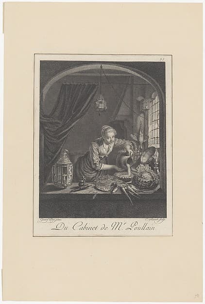 Milkmaid after the painting of G.Dou in the Cabinet of Mr. Poullain, by Gerrit Dou