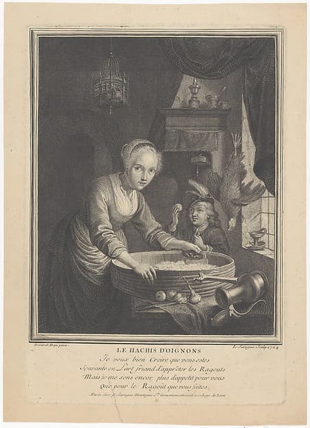 Young Woman Chopping Onions, by Louis Surugue