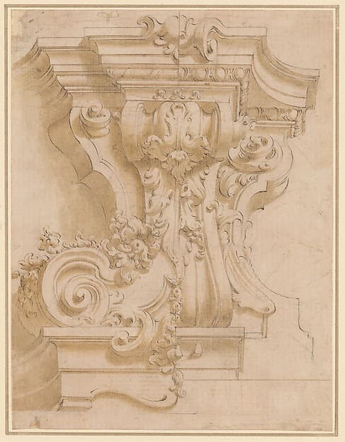 Design for a plasterwork bracket, by Anonymous, Italian, 18th century