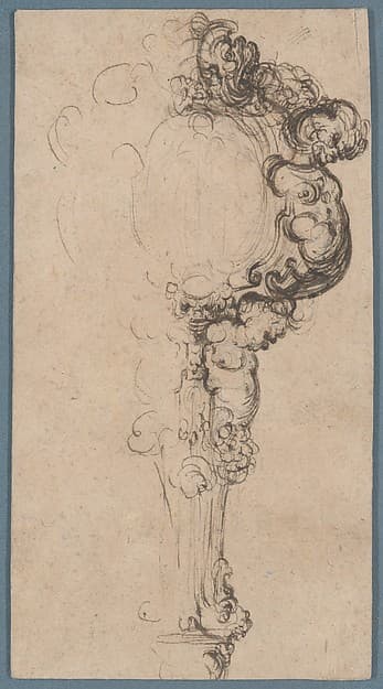 Design for a Hand Mirror or Fan Handle, by Anonymous, Italian, 18th century