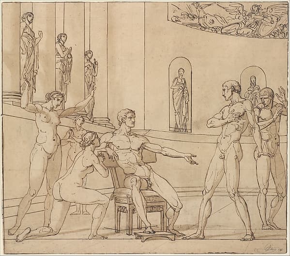 The Clemency of Augustus (recto); Knight Restraining a Female Figure (verso), by François André Vincent