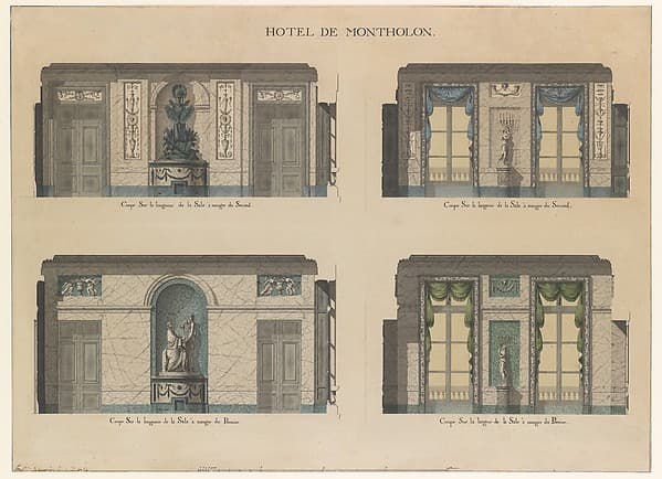 Longitudinal and Cross Sections of the Dining Rooms of the Hôtel de Montholon, by Jean Jacques Lequeu