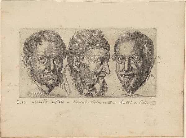 Three portraits possibly representing Camillo Graffico, Ercole Pedemonte and Antonio Carone, by Ottavio Leoni (Il Padovano)