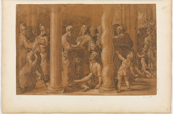 St. Peter and St. John Healing the Cripples at the Gate of the Temple, by Parmigianino (Girolamo Francesco Maria Mazzola)