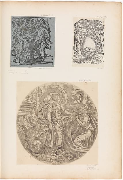 Emblem from a Book with Putti and a Unicorn, by Anonymous, Italian, 16th century