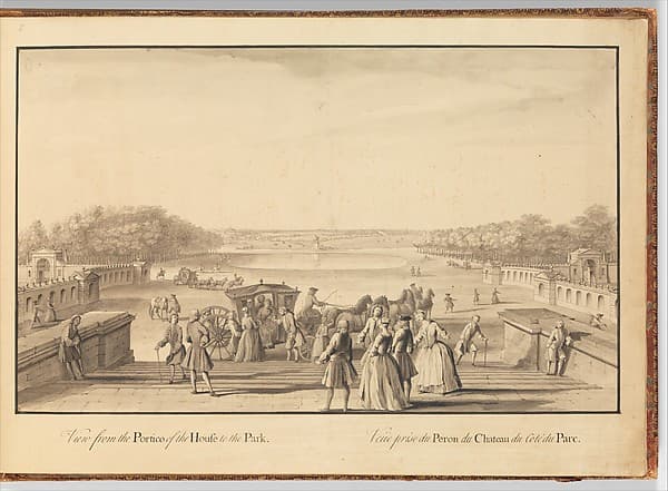 View from the Portico of the House to the Park at Stowe, Buckinghamshire, by Jacques Rigaud