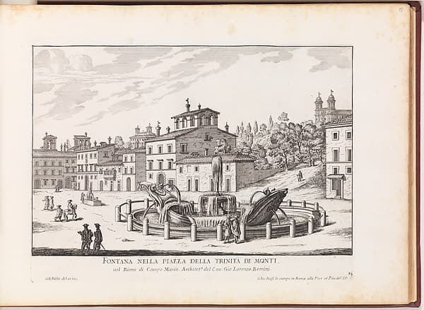 Fontana nella Piazza della Trinita de Monti (...), from "La Fontane di Roma nelle Piazze e Luoghi Publici (...)", by Giovanni Battista Falda