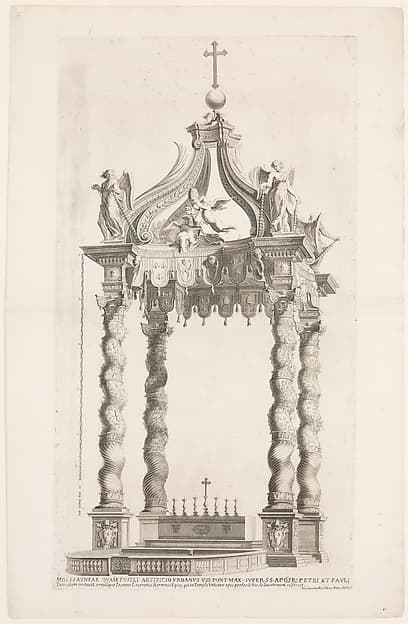 Isolated View of Bernini's Baldacchino. Plate 39 from the Album 'Basilica di S. Pietro in Vaticano', by Gian Lorenzo Bernini
