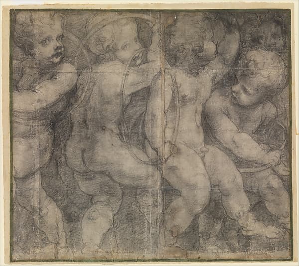 Putti Playing with Hoops (Cartoon for a Fresco in Parma Cathedral), by Michelangelo Anselmi