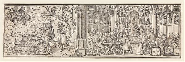 The Selling of Indulgences, by Hans Holbein the Younger