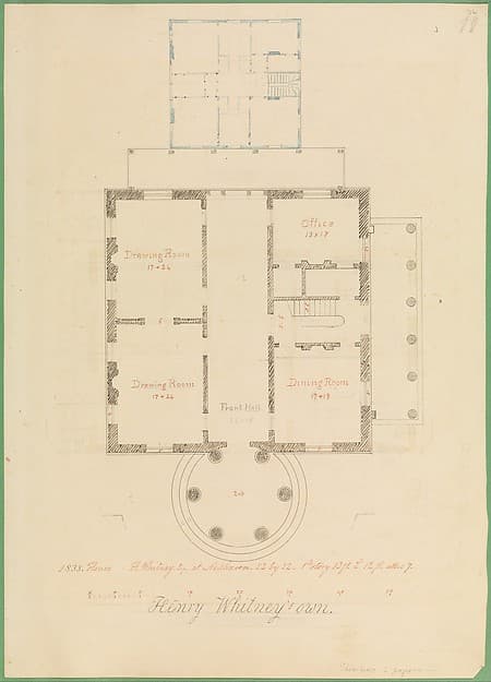 House for Henry Whitney, New Haven, Connecticut (client's plan), by Alexander Jackson Davis