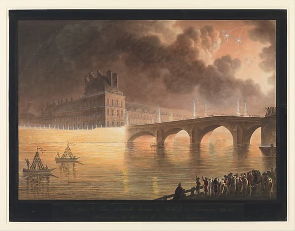 Fête pour la Paix Générale donnée à Paris le 18 Brumaire. Pont Royal, by Francesco Piranesi