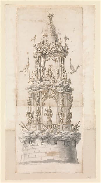 Design for a Temporary Structure for a Festival Celebration, by Anonymous, Italian, Roman, 18th century