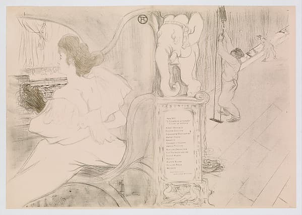 At the Curtain (Au Rideau), from "L'Estampe Originale", by Henri de Toulouse-Lautrec