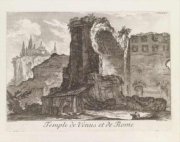 Temple de Venus et de Rome, from "Les Plus Beaux Monuments de Rome Ancienne ou Recueil des plus beaux Morceaux de l'Antiquité Romaine qui existent encore", by Jean Barbault
