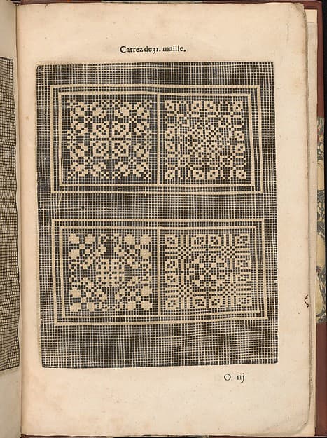 Les Secondes Oeuvres, et Subtiles Inventions De Lingerie du Seigneur Federic de Vinciolo Venitien, page 55 (recto), by Federico de Vinciolo
