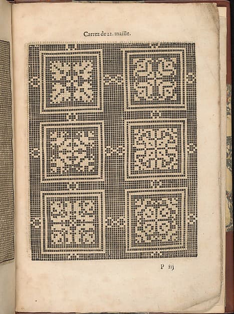 Les Secondes Oeuvres, et Subtiles Inventions De Lingerie du Seigneur Federic de Vinciolo Venitien, page 59 (recto), by Federico de Vinciolo