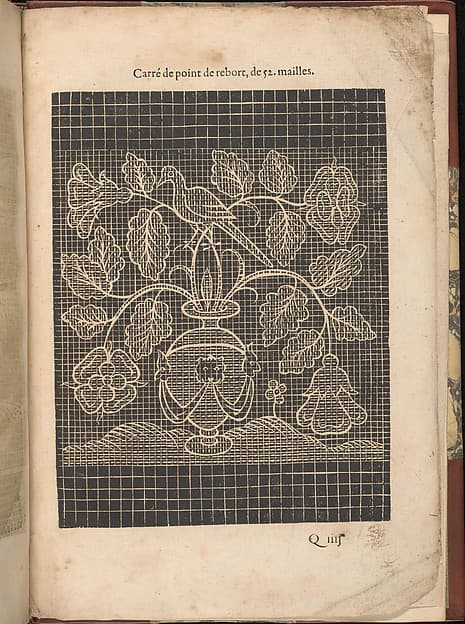Les Secondes Oeuvres, et Subtiles Inventions De Lingerie du Seigneur Federic de Vinciolo Venitien, page 64 (recto), by Federico de Vinciolo