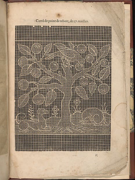 Les Secondes Oeuvres, et Subtiles Inventions De Lingerie du Seigneur Federic de Vinciolo Venitien, page 65 (recto), by Federico de Vinciolo
