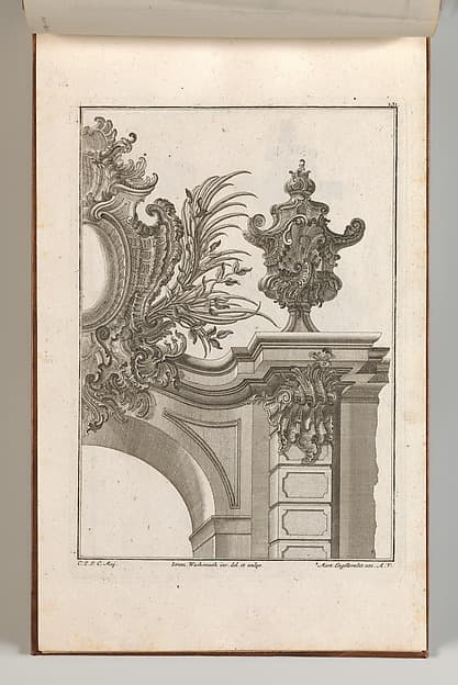Suggestion for the Decoration of Top Right Side of Portal, plate 3 from "Allerneueste Façon von Auszierungen zu Portalen", by Jeremias Wachsmuth