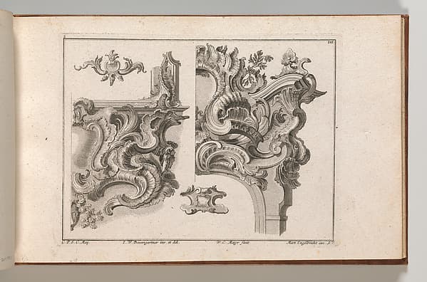Suggestion for the Decoration of Lower Right and Top Right of an Altar Frame, plate 2 from an Untitled Series with Rocailles Ornaments for Altar and Door Frames, by Wolffgang Christoph Mayr