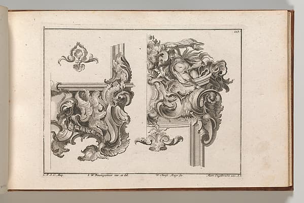 Suggestion for the Decoration of Lower Right and Top Right of an Altar Frame, plate 3 from an Untitled Series with Rocailles Ornaments for Altar and Door Frames, by Wolffgang Christoph Mayr