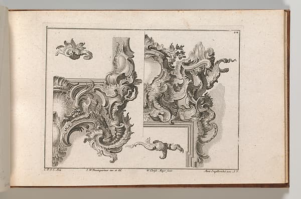 Suggestion for the Decoration of Lower Right and Top Right of an Altar Frame, plate 4 from an Untitled Series with Rocailles Ornaments for Altar and Door Frames, by Wolffgang Christoph Mayr