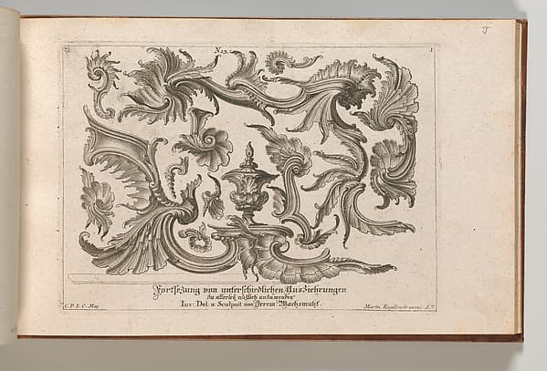 Various Designs for Rocaille Ornaments, plate 1 from "Fortsezung von unterschielichen Auszierungen zu allerleij nüzlich anzuwenden", by Jeremias Wachsmuth