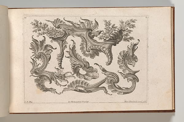 Various Designs for Rocaille Ornaments, plate 2 from "Fortsezung von unterschielichen Auszierungen zu allerleij nüzlich anzuwenden", by Jeremias Wachsmuth