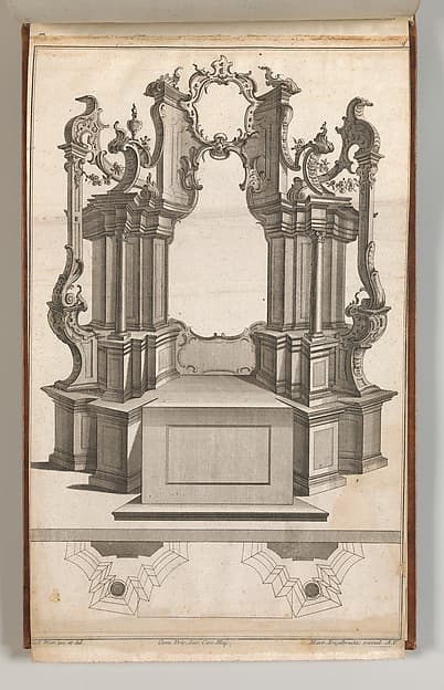 Design for a Monumental Altar, plate Q from "Unterschiedliche Neu Inventierte Altäre mit darzu gehörigen Profillen u. Grundrißen", by Jacob Gottlieb Thelot