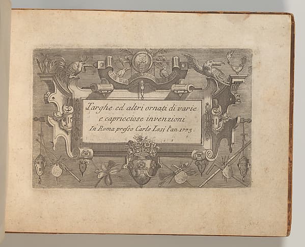 Targhe ed altri ornati di varie e capricciose invenzioni (Cartouches and other ornaments of various and capricious invention, page 1), by Jacob Floris