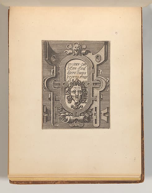 Series fof Cartouches, in: Targhe ed altri ornati di varie e capricciose invenzioni (Cartouches and other ornaments of various and capricious invention, page 34), by Cornelis Bos