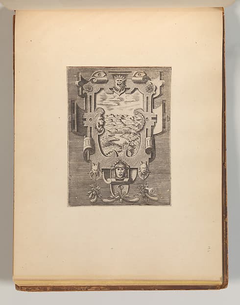 Series of Cartouches in: Targhe ed altri ornati di varie e capricciose invenzioni (Cartouches and other ornaments of various and capricious invention, page 40), by Cornelis Bos