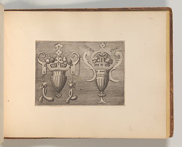 Series of Cartouches, in: Targhe ed altri ornati di varie e capricciose invenzioni (Cartouches and other ornaments of various and capricious invention, page 44), by Cornelis Bos