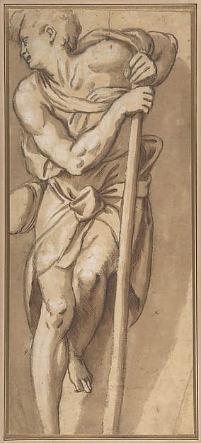 A Man Resting on a Staff, by Paolo Farinati