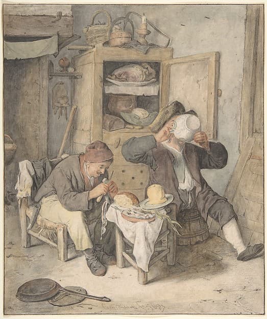 Kitchen Scene, by Cornelis Dusart