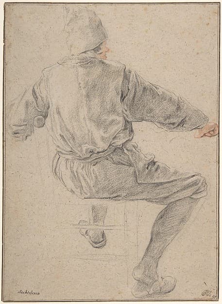Study of a Seated Peasant, by Cornelis Dusart