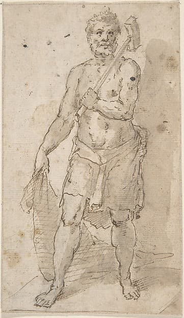 Standing Figure of a Man (Fisherman?), by Anonymous, Spanish, School of Seville, 17th century