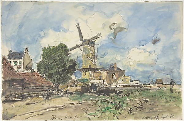 Wind Mill at Antwerp, by Johan Barthold Jongkind