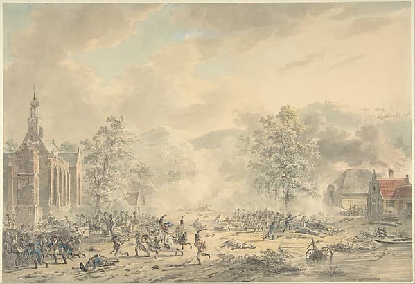 Battle Scene with Church at left, by Dirk Langendijk